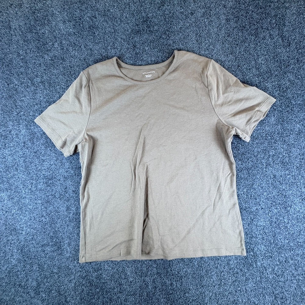 Appleseed's T-Shirt Womens Large Brown Cotton Short Sleeve Crew Neck Casual